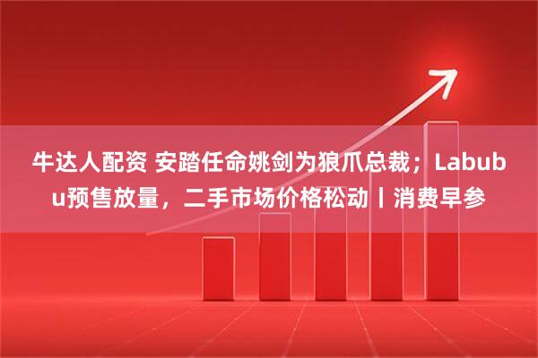 牛达人配资 安踏任命姚剑为狼爪总裁；Labubu预售放量，二手市场价格松动丨消费早参